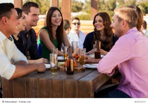 Friends having fun at a bar