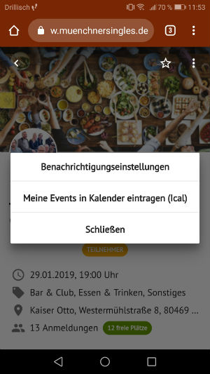 Single Events in Berlin in den Kalender hinzufügen