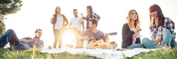 Berliner Singles flirten beim Picknick im Park